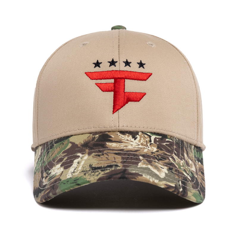 Four Star Curved Brim 6 Panel Hat (Khaki / Camo)